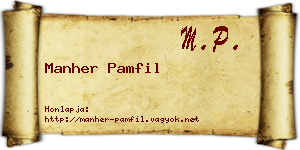 Manher Pamfil névjegykártya